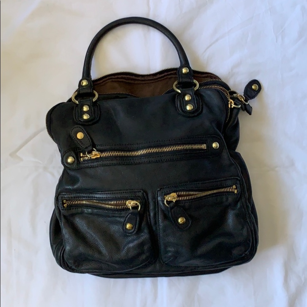 Linea Pelle large black leather tote